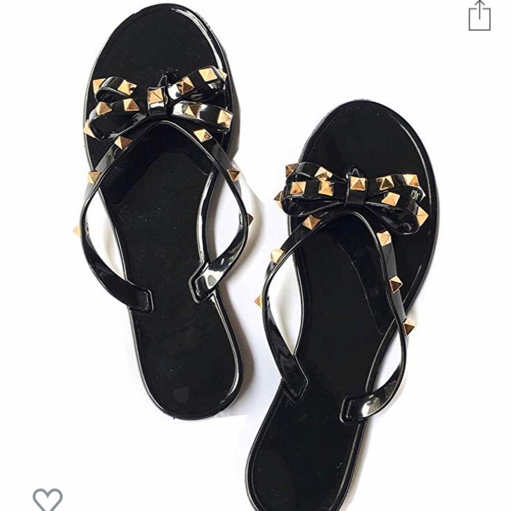 Black Studded Flip-Flops
